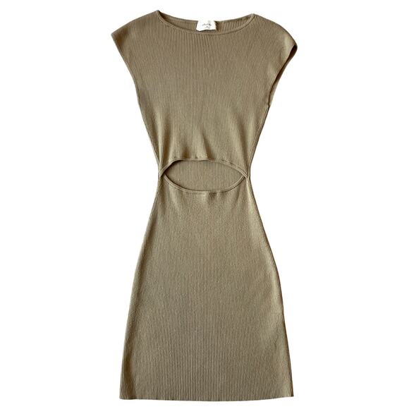 Aritzia Dresses & Skirts - Aritzia Wilfred Free Cut-Out Knit Mini Dress in Olive/Khaki (Sz XXS)